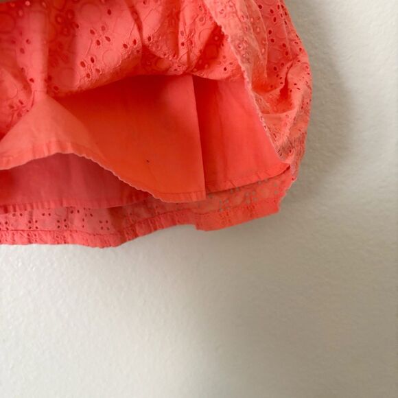 Cat & Jack Dress Girls 2T Orange Eyelet A-Line Mid Pullover Roll Cuff - Picture 4 of 8